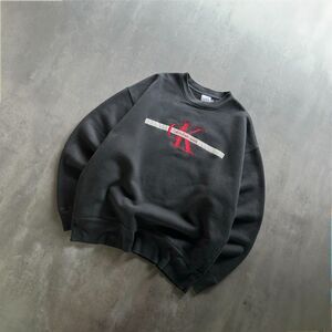 Vintage Calvin Klein Jeans CK Logo Crewneck Sweatshirt Black XL USA